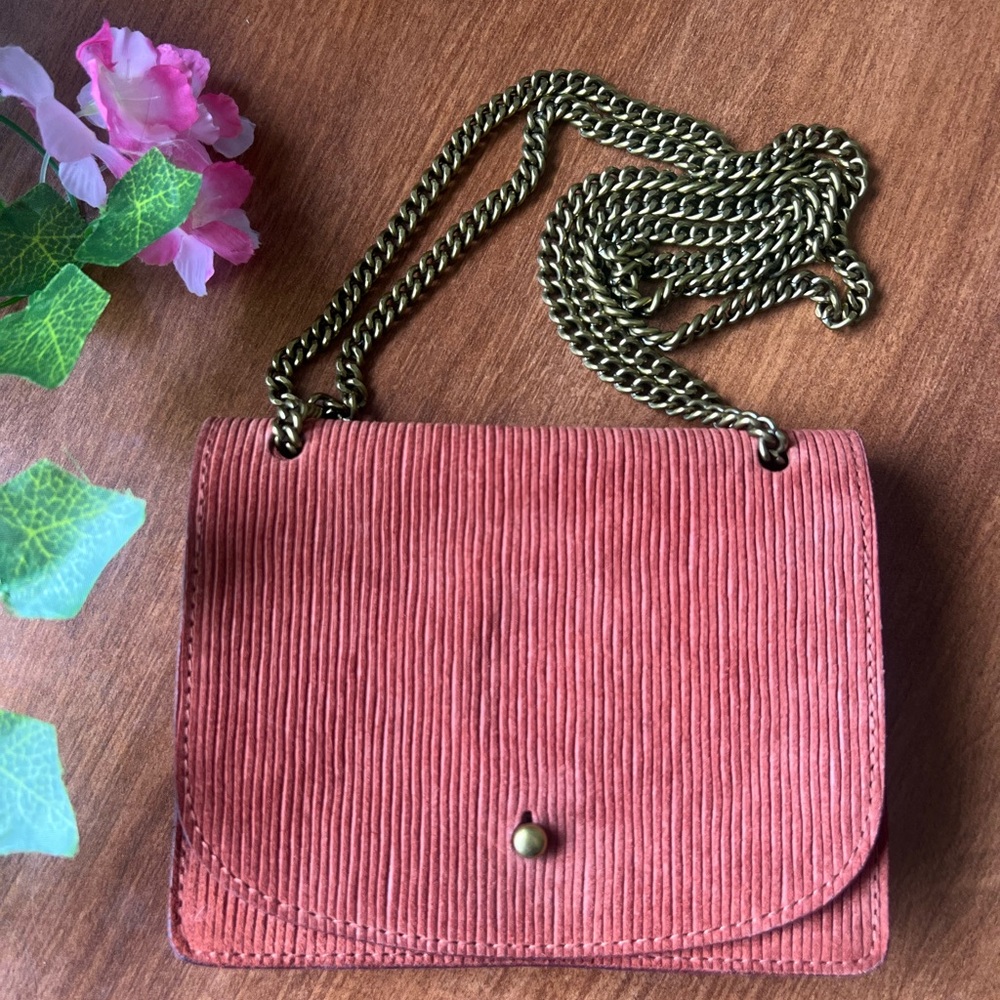 Madewell Rose Corduroy Mini Crossbody with Brass Chain
